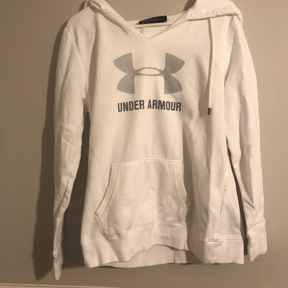 Under Armour White Hoodie V neck, medium